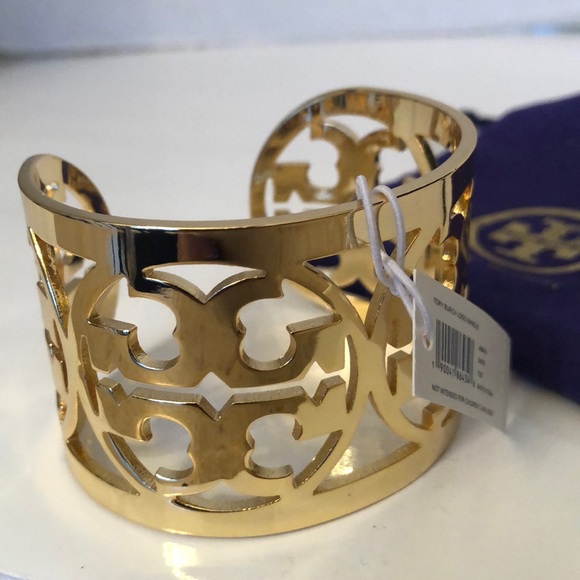 TORI BURCH LARGE , DOUBLE TT CUT OUT LOGO,CUFF BRACELET. - Picture 4 of 8